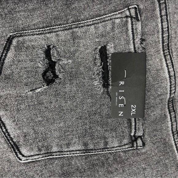 NWT Risen THOMAS Shorts DARK GREY High Rise Distressed Dark Grey 2X - Picture 12 of 13